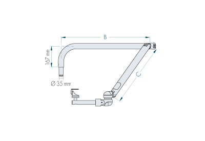 Dimensions for articulated analogue camera mounts