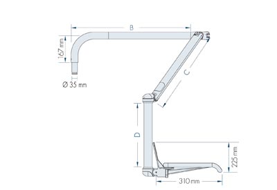 Dimensions articulated tray mounts